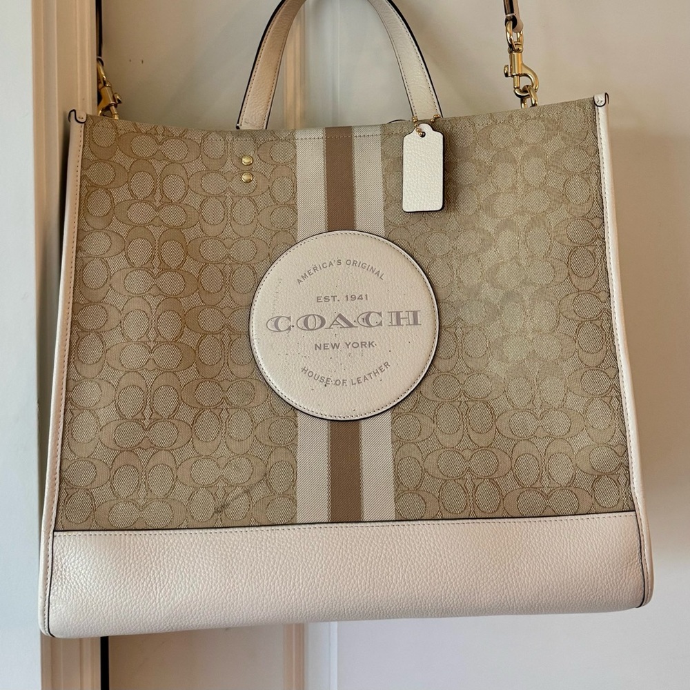 Coach Tan and Cream Signature Tote